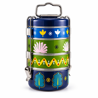 Boîte à lunch en acier inoxydable colorée, pliable, ronde, pour transporter les repas, conteneur alimentaire portable