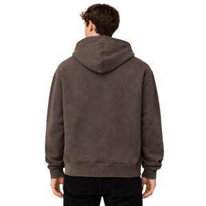Acid Wash Cotton Fleece Hoodies for <b>Men</b> Oversized Streetwear <b>Pullover</b> Custom Logo Heavyweight Fabric Drawstring Bulk Wholesale - Product Image 4