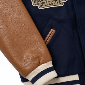 Chaqueta Varsity Personalizada para Hombre con Bordado, Cuello Alto, Mangas de Cuero, Diseño de Dibujos Animados, Chaqueta de Béisbol - Product Image 6