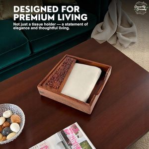 Porte-serviettes et organisateur de papier mouchoir en bambou naturel fait à la main, décoration de mariage moderne et élégante, durable, écologique, couleur personnalisée - Product Image 4