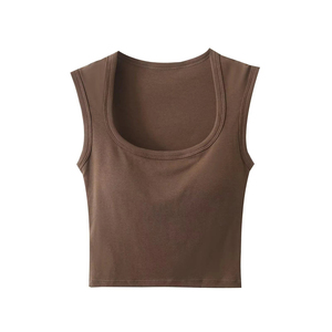 Camiseta sin mangas acolchada de algodón premium con sujetador incorporado, top corto de yoga de ajuste ceñido, bralette inalámbrico transpirable, ropa deportiva nueva. - Product Image 1
