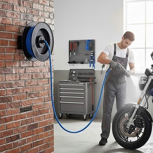 75 ft Open Face Air Hose Reel 3/8 Diameter Hybrid <b>Polymer</b> for Industrial Automotive Portable Lightweight Design ODGGAD002 - Product Image 2