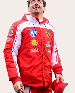 Veste de Grand Prix F1 Premium Charles Leclerc |   Veste d'équipe de course personnalisée en gros, édition course sur mesure, culture des sports motorisés - Product Image 3