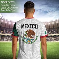 Camiseta de Fútbol de México Personalizada, Unisex, Manga Corta, Cuello en V, Sublimada, 100% Poliéster, Transpirable, Corte Regular, para Todas las Temporadas