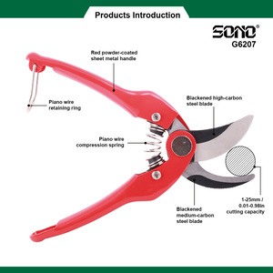 Sécateur de jardinage industriel DIY SONO G6207 de haute qualité, cisailles de taille à lame coupante, revêtement PTFE, lame tranchante en acier au carbone, métal robuste - Product Image 2