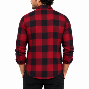 Latest Fashion Men's Flannel Shirt 100% Cotton Long Sleeve Casual Summer Knitted Breathable Quick Dry Plus Size OEM High Quality - Product Image 2