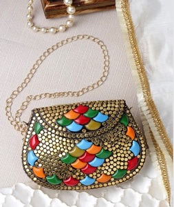 Handcrafted <b>Silver</b>-Plated Rectangle Mosaic <b>Clutch</b> Purse Sling Bag Thanksgiving Gift Chip Stone Metal True Testament F S - Product Image 4