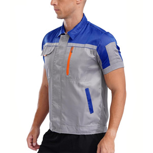 Chemises de travail robustes pour hommes, uniformes industriels personnalisables avec logo, hauts respirants en coton, vêtements utilitaires pour personnel de bureau, fourniture OEM - Product Image 4