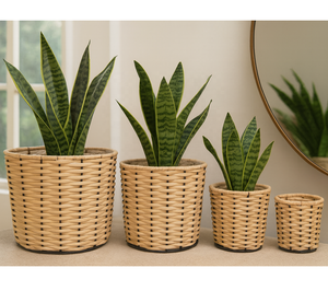 Juego de macetas de mimbre natural hechas a mano, macetas decorativas duraderas para sala de estar, balcón y Patio - Product Image 1