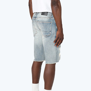 Wholesale Custom Regular Fit Casual Denim Short For <b>Men</b> New Style Custom Made Solid Color <b>Men</b> Denim rhinestone Shorts For Sale - Product Image 5