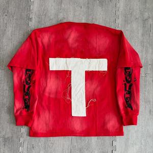 ผู้ผลิตขายส่งเสื้อยืดผู้ชายสไตล์วินเทจลายย้อมสีแบบแอซิดวอช เสื้อสตรีทแวร์สั่งทำพิเศษ เนื้อผ้าหนา ปักลายแบบดิสเทรส ทรงโอเวอร์ไซส์ - Product Image 6