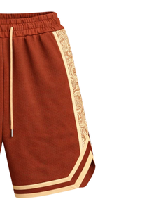Shorts de basketball pour hommes orange rouille et beige, respirants, séchage rapide, pour entraînement sportif, gym, course à pied, athlétiques, taille élastique, personnalisables - Product Image 2