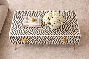 Modern Bone Inlay <b>Coffee</b> <b>Table</b> Storage Center <b>Table</b> Rectangular Wooden Living Room Furniture - Product Image 3