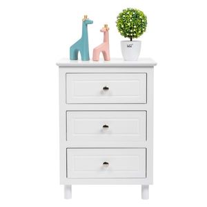 Comodino in Legno Massello di Rovere, 3 Cassetti, Grande, Bianco, Design Moderno per Camere da Letto e Appartamenti - Product Image 6