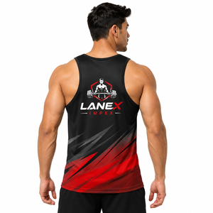 Men's Custom Gym <b>Stringer</b> Tank Top | Sublimated Bodybuilding Fitness <b>Vest</b> | Sleeveless Workout Training Singlet | OEM Sportswear - Product Image 4