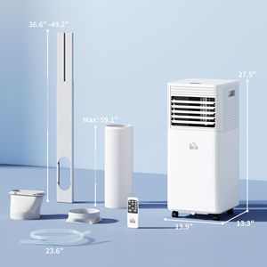 Condizionatore d'Aria Portatile Bianco da 10000 BTU con Telecomando, Timer 24H e Display LED, Spina UK per Raffreddamento e Deumidificazione Ambienti - Product Image 3