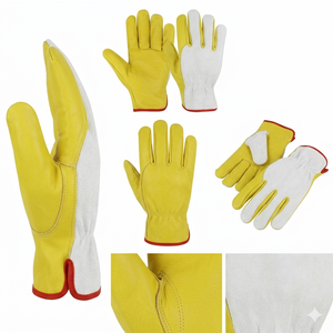 Guantes de Seguridad de Cuero Amarillo y Blanco, Resistentes al Calor y a la Abrasión, Antideslizantes, para Uso General, Elásticos - Product Image 5