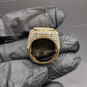 Anillo de Plata 925 con Baño de Rodio y Diamantes Engastados para Hombre, Corte Brillante Redondo, Estilo Hiphop, Joyería para Fiesta - Product Image 2