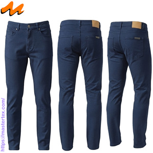 Pantalon décontracté coupe droite pour homme MASTER TEXTILE en sergé tissé extensible, taille mi-haute, respirant, avec fermeture boutonnée et rivets - Product Image 4