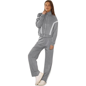 Conjunto de Sudadera Corta y Pantalones Deportivos Personalizados para Mujer, Sudadera con Cierre, Chándal con Logotipo Estampado en la Parte Delantera, Ropa Casual de Invierno, Estilo Urbano, OEM, ODM, Hecho a Medida - Product Image 4