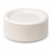 Assiettes jetables rondes en bagasse de 7 pouces, blanches, écologiques, biodégradables, compostables, compatibles micro-ondes, pour mariage, fête, restauration