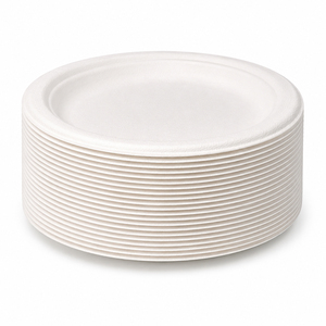 Platos Desechables Redondos de Bagazo de 7 Pulgadas, Blancos, Ecológicos, Biodegradables, Compostables, Aptos para Microondas, para Bodas, Fiestas y Catering - Product Image 4