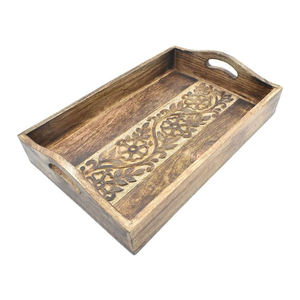Acacia Wood Polished Portable Octagon Serving Tray for Catering Coffee <b>Table</b> <b>Kitchen</b> or Home Decor - Product Image 5