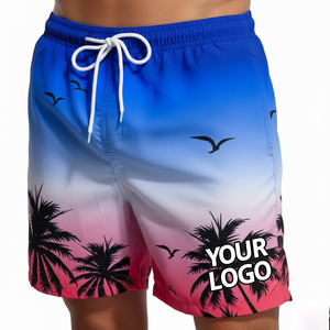 Shorts de plage décontractés vintage pour hommes, motif cocotier, maillot de bain ample d'été avec cordon de serrage, 100 % polyester, séchage rapide - Product Image 3