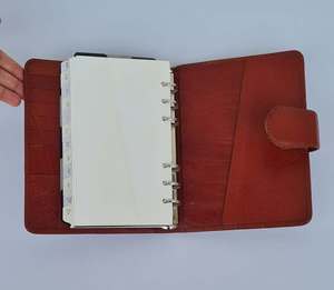 Portafolio de negocios de cuero sintético para hombres y mujeres, organizador de piel sintética de grano superior hecho a mano - Product Image 4