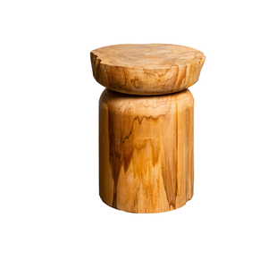ARTERRA Luxury Rustic Modern Teak Natural Cylinder <b>Stool</b>-Handcrafted Solid Wood Furniture - Product Image 1