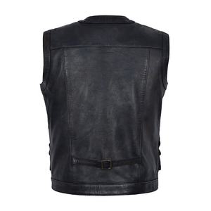 Gilet en cuir noir au design unique pour hommes, en véritable peau de mouton, style vintage Chris Pratt Jurassic World, avec plusieurs poches - Product Image 6