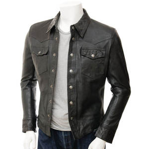 Men's High Street Style High Quality Winter Genuine Leather <b>Canvas</b> <b>Jacket</b> Waterproof Breathable Windproof Funnel Neck Front - Product Image 1