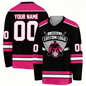 เสื้อฮอกกี้แขนยาวแห้งเร็ว พิมพ์ลายโลโก้ด้วยเทคนิค Sublimation ผลิตจากโพลีเอสเตอร์ 100% ป้องกันแบคทีเรีย เหมาะสำหรับการฝึกซ้อม - Product Image 1