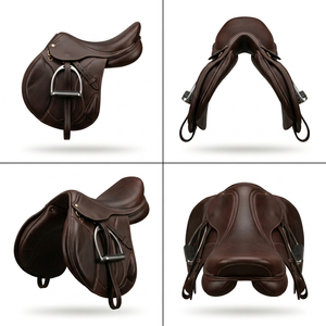 Silla de Montar de Cuero Marrón Oscuro de Primera Calidad para Salto y Doma, Cómoda, Accesorios Ecuestres al por Mayor - Product Image 5