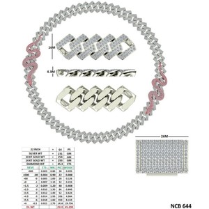 Chaîne cubaine à double motif serpent torsadé en or 14K avec accents en rhodium blanc et diamants de laboratoire taille ronde, collier unisexe style Hip Hop - Product Image 1