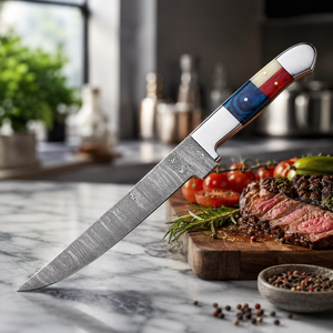 Couteau de chef japonais professionnel de 10 pouces en acier Damas, ultra-affûté, pour découper le brisket au barbecue, avec manche en résine - Product Image 3