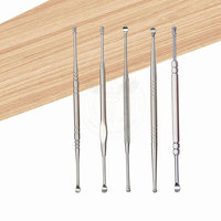 Kit de nettoyage d'oreilles en acier inoxydable : Curette, Billeau, Ciseaux pour l'élimination des poils