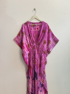 Silk <b>Kaftan</b> Luxury Dresses Long Floral <b>Beach</b> Cover Up Plus Size Casual Streetwear Dress - Product Image 3