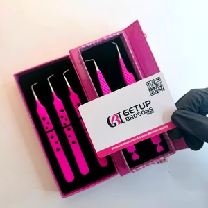 แหนบดึงขนตาปลายแหลมสีชมพูร้อน 45/90 องศา ผลิตจากสแตนเลสเคลือบสีเงิน ป้องกันแม่เหล็ก ป้องกันไฟฟ้าสถิต ปลายเรียบ รูปหัวใจ - Product Image 3