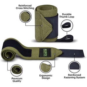 Poignets de fitness verts de 18 pouces en coton personnalisé Élastique robuste Support de poignet de musculation Équipement de gymnastique Vente en gros - Product Image 2