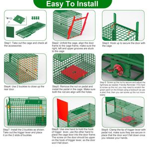 Trappola per animali vivi in ferro zincato, facile da montare, per procioni, armadilli, marmottini, muskr-pet - Gabbie per animali - Product Image 5