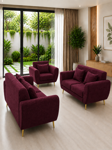 Sofá Minimalista Esmeralda 221 ROMA Marrón, Conjunto de 221 Plazas, para Sala de Estar, Apartamento, Hotel, Muebles de Tela Ecológicos Personalizados - Product Image 2