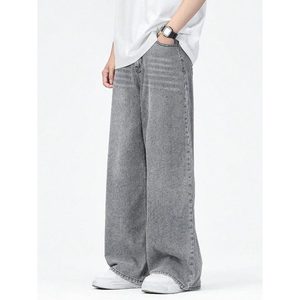 <b>Mens</b> Grey Straight Fit High <b>Waist</b> Denim <b>Jeans</b> Eco Friendly Breathable Street Wear Fashion Bottom Vintage Retro Style Size 28-<b>42</b> - Product Image 5