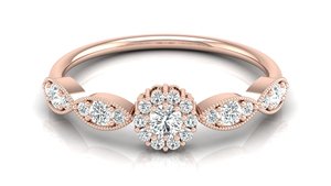 Anillo de Diamante Cultivado en Laboratorio Personalizado, Chapado en Oro de 10K, 14K, 18K, Anillo Solitario de Media Eternidad, Diseño Hecho a Mano, Proveedor de Anillos de Oro Sólido - Product Image 2