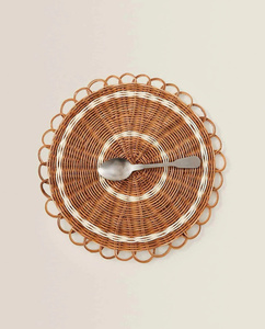 Exquisito Plato de Ratán con Borde Enlazado, Mantel Individual Natural Trenzado a Mano para Comidas Elegantes - Product Image 2