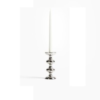 Porte-bougie conique moderne en chrome argenté, support de bougie géométrique empilable en métal pour table à manger, décoration de luxe pour la maison