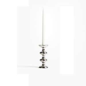 Modern <b>Silver</b> Chrome Taper Candle Holder Stacked Geometric Metal <b>Candlestick</b> Stand for Dining Table Luxury Home Decor - Product Image 1