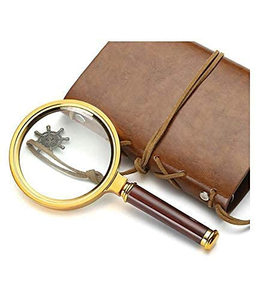 Lupa de Estilo Antiguo con Marco Metálico Clásico, Lupa de Lectura Decorativa de Latón Chapado en Oro, Lupa de Mano para - Product Image 1