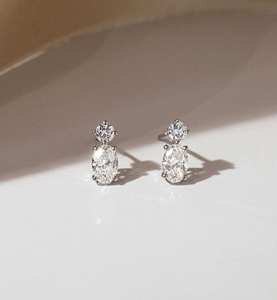 Boucles d'oreilles pendantes classiques ovales en diamant, certifiées IGI, en or massif, diamants de laboratoire CVD HPHT, solitaires à double pierre, cadeau pour mariage ou fête - Product Image 3