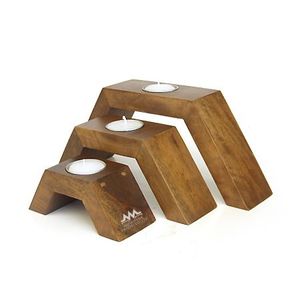 ชุดที่วางเทียนไม้ทรงสี่เหลี่ยมสำหรับตกแต่งบ้าน วัสดุไม้ธรรมชาติ - Product Image 3
